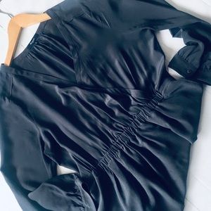 Madewell Blue Gray 100% Silk  Midi Sheath Dress